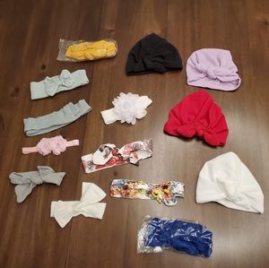 Lot of 14 baby headbands/turbans/bows